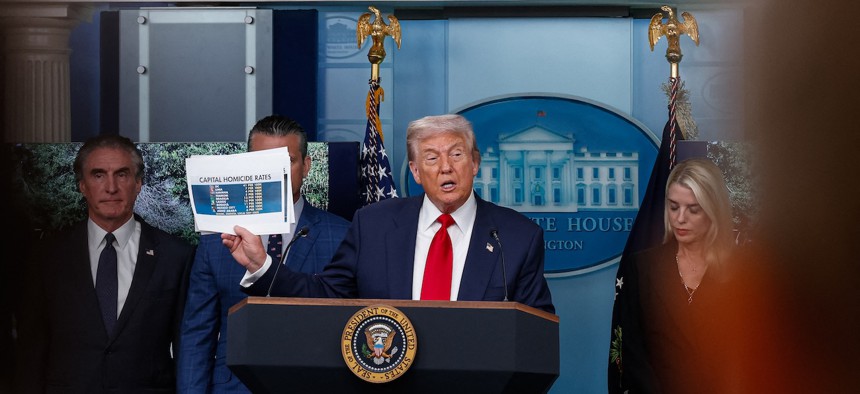During a press conference on Monday morning, President Trump criticized the nation's capital and talked of "bloodthirsty criminals.” Police stats reveal drops in homicides, robberies and burglaries this year compared to 2024, with violent crime overall down 26% from last year.