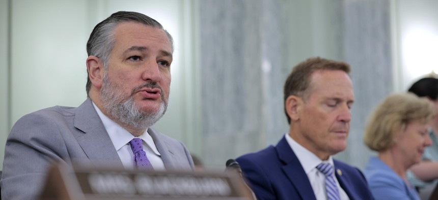 Senate Commerce, Science, and Transportation Committee Chairman Ted Cruz (R-TX) delivers opening remarks during a hearing of the Subcommittee on Science, Manufacturing, and Competitiveness in the Russell Senate Office Building on Capitol Hill on September 10, 2025 in Washington, DC.