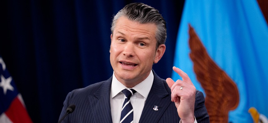 Defense Secretary Pete Hegseth speaks during a news conference at the Pentagon on June 22, 2025 in Arlington, Virginia. 