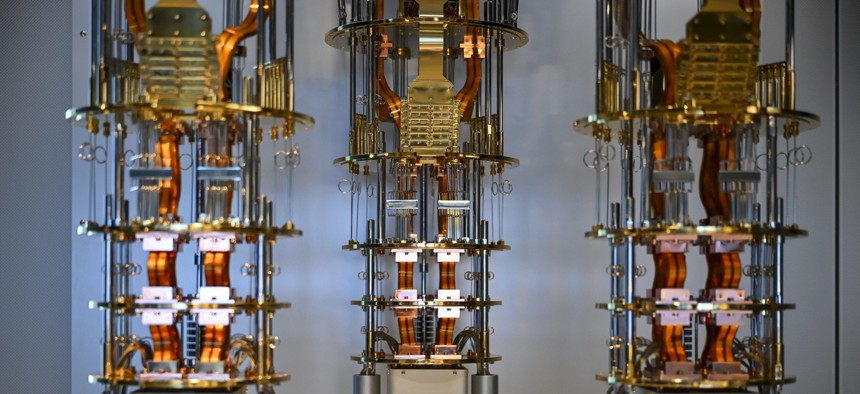 The IBM Quantum System Two is seen at IBM Thomas J. Watson Research Center on June 6, 2025 in Yorktown Heights, New York.