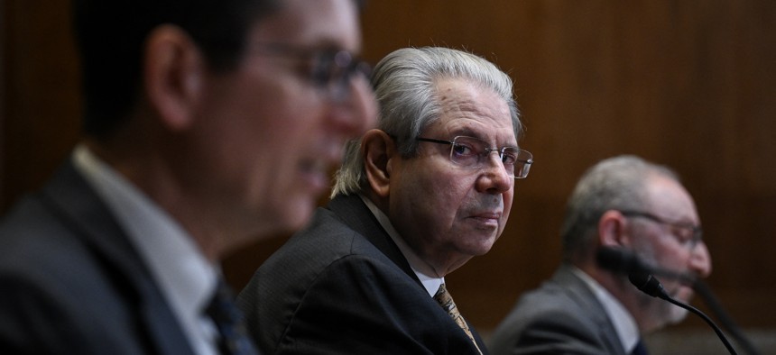 Comptroller General Gene Dodaro testifies during a hearing at the U.S. Capitol on April 29. His term expires at the end of the month.