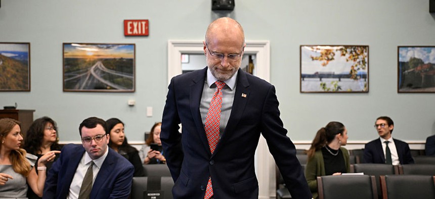 FCC Chairman Brendan Carr arrives to testify before the House Appropriations Subcommittee on Financial Services and General Government on May 21, 2025. Last June, Carr directed an internal FCC national security group to investigate discoveries about UL and other program administrators because of their potential ties to China.