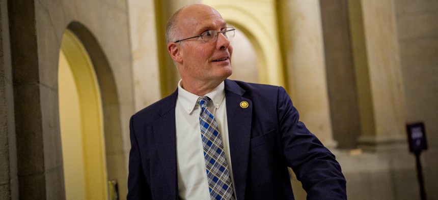 House Select Committee on the CCP Chairman Rep. John Moolenaar (R-MI) leaves the office of Speaker of the House Mike Johnson (R-LA) on Capitol Hill on November 17, 2025 in Washington, DC.