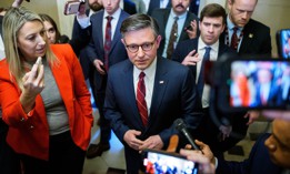 Speaker of the House Mike Johnson, R-La., speaks with reporters following a rules vote on funding the U.S. government at the U.S. Capitol Feb. 3, 2026 in Washington, D.C. 