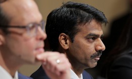 Madhu Gottumukkala, acting director of the Cybersecurity and Infrastructure Security Agency, testifies during the DHS oversight hearing in the Cannon House office building on January 21, 2026