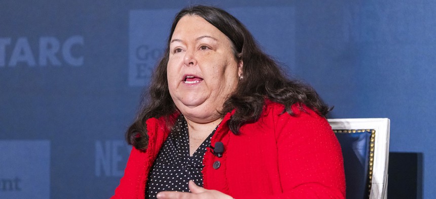CMS Deputy Administrator and Chief Operating Officer Kim Brandt speaks during the Feb. 18 Fed Tech Priorities Summit.