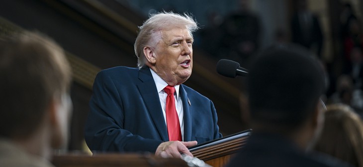 President Donald Trump delivers the State of the Union address during a joint session of Congress in the House Chamber at the Capitol on February 24, 2026 in Washington, DC.