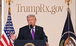 President Donald Trump speaks to introduce the new TrumpRx website in the South Court Auditorium of the White House in Washington, DC, on February 5, 2026.