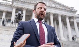 Sen. Markwayne Mullin, R-Okla., talks with reporter outside the U.S. Capitol after President Donald Trump selected him to be Department of Homeland Security secretary to replace Kristi Noem on Thursday, March 5, 2026.