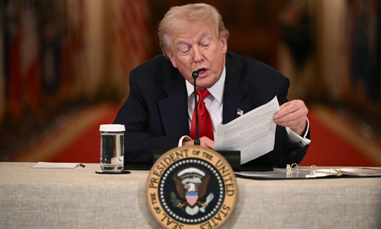 President Donald Trump speaks during a roundtable in the East Room of the White House in Washington, DC, on March 6, 2026