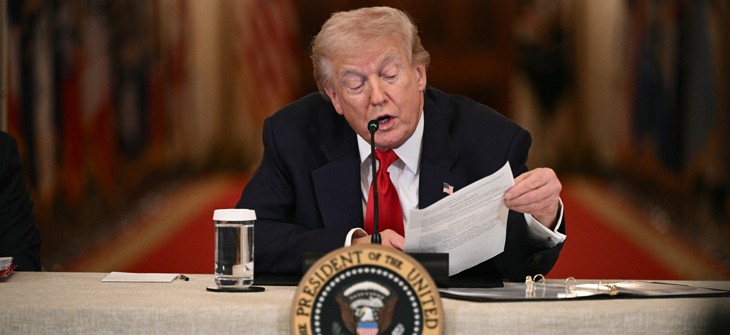 President Donald Trump speaks during a roundtable in the East Room of the White House in Washington, DC, on March 6, 2026