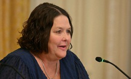Acting administrator of DOGE (Department of Government Efficiency) Amy Gleason participates in an event on "Making Health Technology Great Again," in the East Room of the White House in Washington, DC on July 30, 2025.