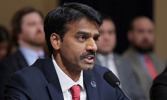 Madhu Gottumukkala, then-acting director of the Cybersecurity and Infrastructure Security Agency, testifies during the DHS oversight hearing on January 21, 2026.