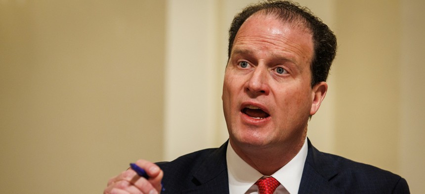 Rep. August Pfluger (R-TX) speaks during a House Homeland Security Committee hearing on February 10, 2026 in Washington, DC. 