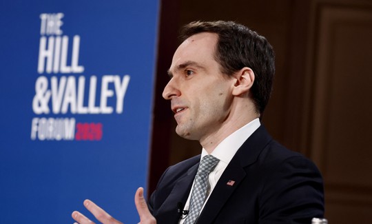 Michael Kratsios participates in the Winning the AI Race: From Strategy to Execution panel during The Hill & Valley Forum 2026 at Andrew W. Mellon Auditorium on March 24, 2026 in Washington, DC.