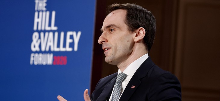 Michael Kratsios participates in the Winning the AI Race: From Strategy to Execution panel during The Hill & Valley Forum 2026 at Andrew W. Mellon Auditorium on March 24, 2026 in Washington, DC.