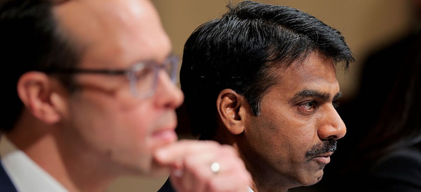 Madhu Gottumukkala, acting director of the Cybersecurity and Infrastructure Security Agency, testifies during the DHS oversight hearing in the Cannon House office building on January 21, 2026 in Washington, DC.