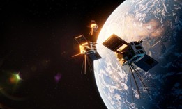 An artist rendering of a HawkEye 360 satellite cluster.