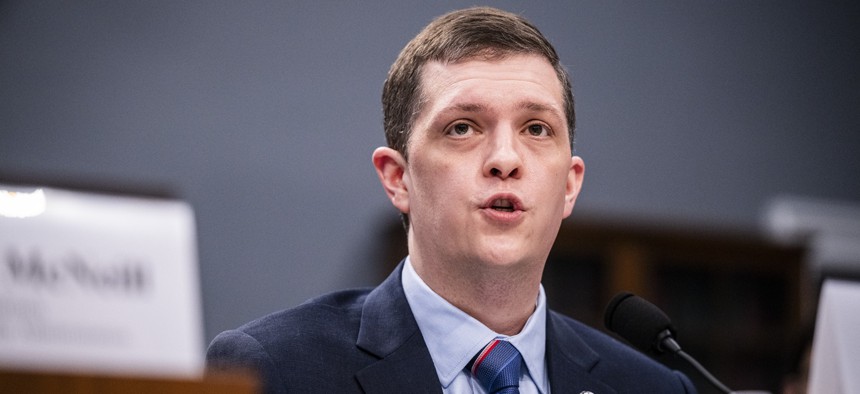 Nick Andersen, Acting Director of the Cybersecurity and Infrastructure Security Agency, speaks during a House Committee on Appropriations and Subcommittee on Homeland Security hearing on April 16, 2026 in Washington, DC. 