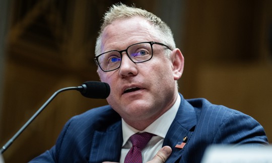 Sean Plankey, nominee to be director of the Cybersecurity and Infrastructure Security Agency, testifies during his Senate Homeland Security and Governmental Affairs Committee confirmation hearing in Dirksen building on Thursday, July 24, 2025.