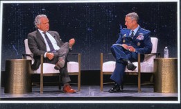 Joint Chiefs Chairman Gen. Dan Caine speaks with Chancellor of Vanderbilt University Daniel Diermeier during a fireside chat at the university’s Asness Summit on Modern Conflict and Emerging Threats on April 23, 2026.