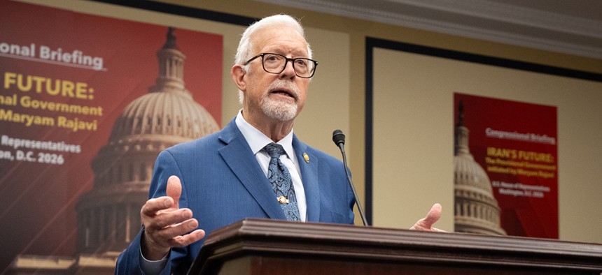 Rep. Randy Weber, R-Texas, speaks at an Organization of Iranian American Communities meeting on Capitol Hill on March 26, 2026 in Washington, DC.