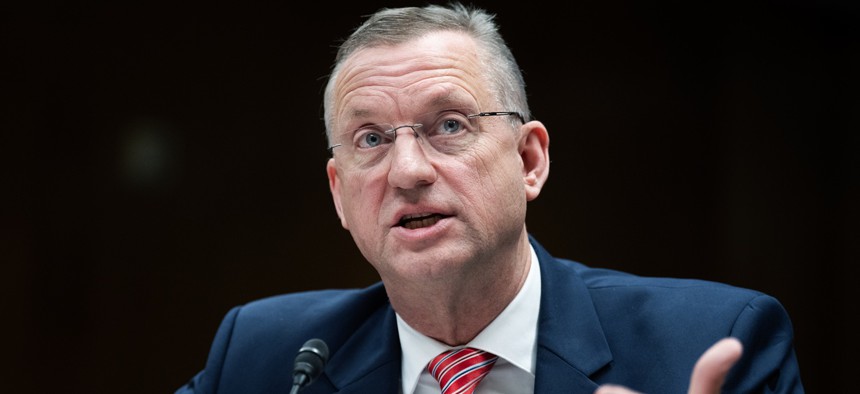 Veterans Affairs Secretary Doug Collins testifies during the Senate Appropriations Military Construction, Veterans Affairs, and Related Agencies Subcommittee hearing on the FY2027 budget request for the Department of Veterans Affairs, in Dirksen building on Thursday, April 30, 2026.