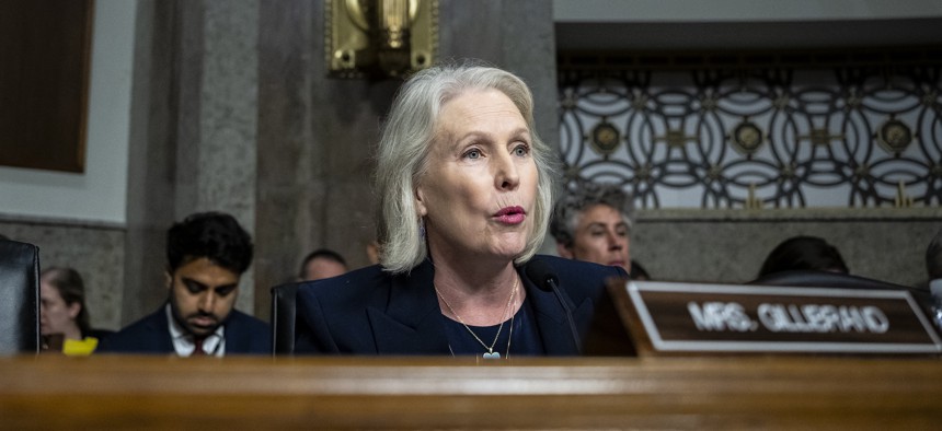 Sen. Kirsten Gillibrand, D-NY, during a Senate Armed Services Committee hearing on April 30, 2026 in the Dirksen Senate Office Building in Washington, D.C.