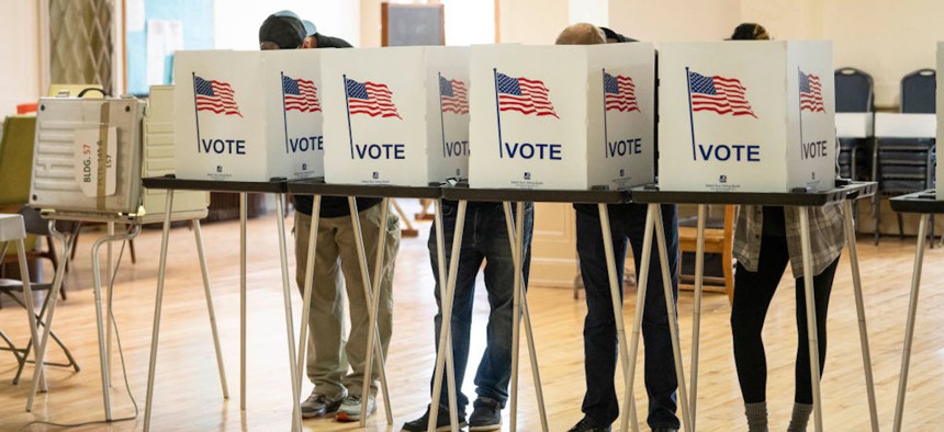 Detroit voters at the polls inside Central United Methodist Church on November 5, 2024 in downtown Detroit, Michigan.