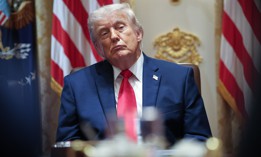 U.S. President Donald Trump listens to members of his Cabinet speak during a meeting in the Cabinet Room of the White House on May 27, 2026 in Washington, DC.