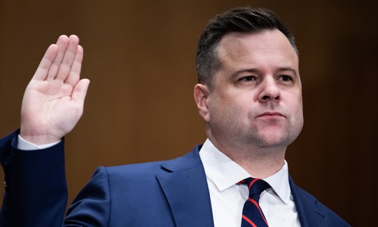 William Pulte, now the director of the Federal Housing Finance Agency, is sworn in to his Senate Banking, Housing and Urban Affairs Committee confirmation hearing in Dirksen building on Thursday, February 27, 2025.