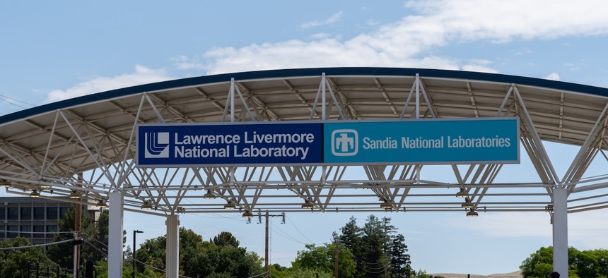 The entrance to Lawrence Livermore National Laboratory in Livermore, California, USA - June 12, 2023.