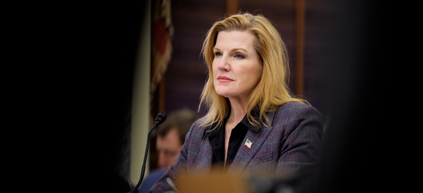 Department of Defense Chief Information Officer Kirsten Davies appears at a Senate Committee on Armed Services subcommittee hearing on cybersecurity on Capitol Hill on March 24, 2026 in Washington, DC. 