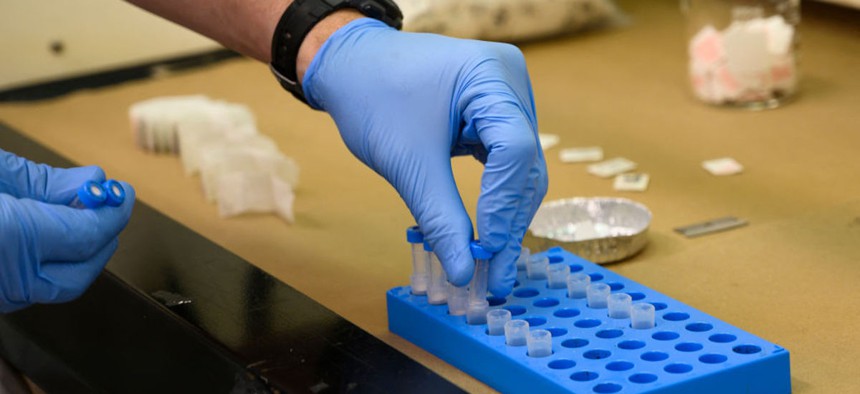 HEALTH-US-DRUGS-FENTANYL-CHINA-MEXICO A Drug Enforcement Administration (DEA) chemist checks confiscated powder containing fentanyl at the DEA Northeast Regional Laboratory on October 8, 2019 in New York.