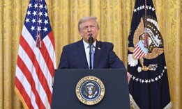 U.S. President Donald Trump addresses the nation from the East Room of the White House on July 16, 2026 in Washington, DC.