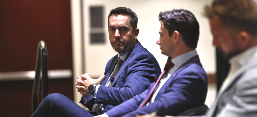 (L to R) GSA Deputy Administrator Mike Lynch and Federal CIO Greg Barbaccia speak at GovExec’s Government Efficiency Summit on July 16, 2026.