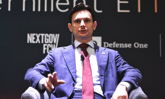Federal CIO Greg Barbaccia speaks during the July 16 Government Efficiency Summit.
