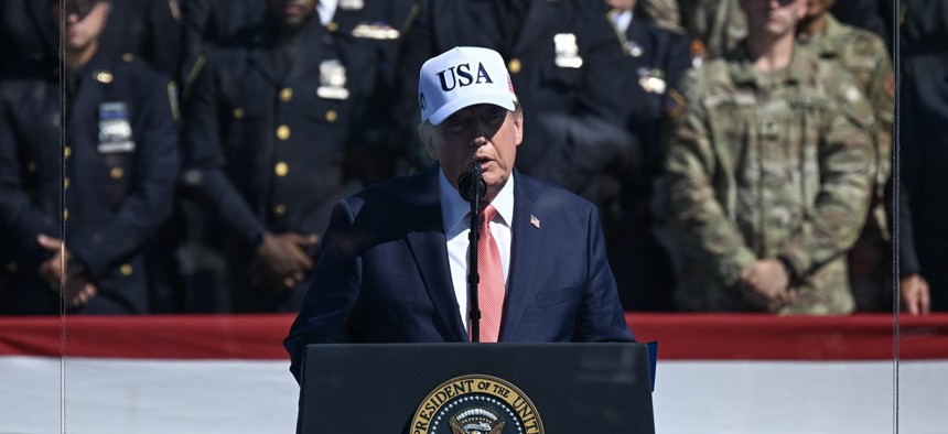 President Donald Trump speaks during a Steel Across America event at the White House in Washington, DC, on September 8, 2026.