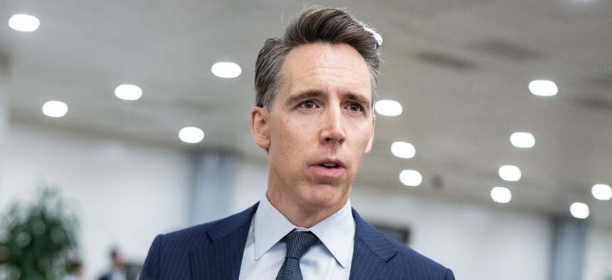 Sen. Josh Hawley, R-Mo., talks with reporters in the U.S. Capitol on Wednesday, August 5, 2026.