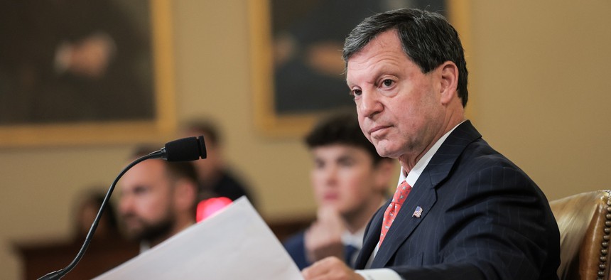 Social Security Commissioner Frank Bisignano listens during a House Committee on Ways and Means Subcommittee hearing on Capitol Hill on June 10, 2026 in Washington, DC.