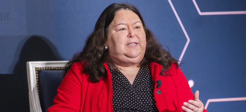 CMS Deputy Administrator and Chief Operating Officer Kim Brandt speaks during the Feb. 18 Fed Tech Priorities Summit.