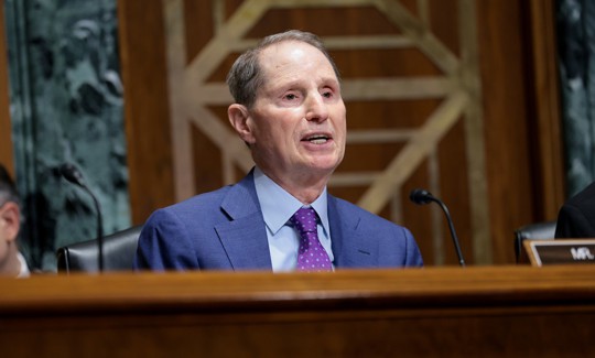 Sen. Ron Wyden (D-OR) speaks during a hearing on April 15, 2026 in Washington, DC. 