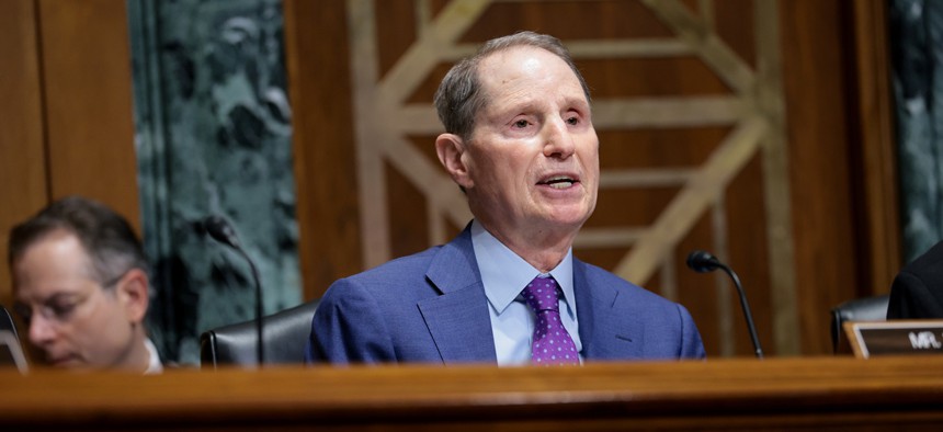 Sen. Ron Wyden (D-OR) speaks during a hearing on April 15, 2026 in Washington, DC.