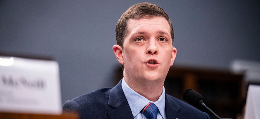 Nick Andersen, Acting Director of Cybersecurity and Infrastructure Security Agency, speaks during a House Committee on Appropriations and Subcommittee on Homeland Security Hearing with the Budget Hearing Department of Homeland Security on Capitol Hill on April 16, 2026 in Washington, D.C.