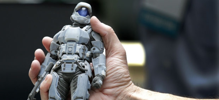 Photopolymer printing can print three-dimensional figures, as displayed at a conference in Ohio.