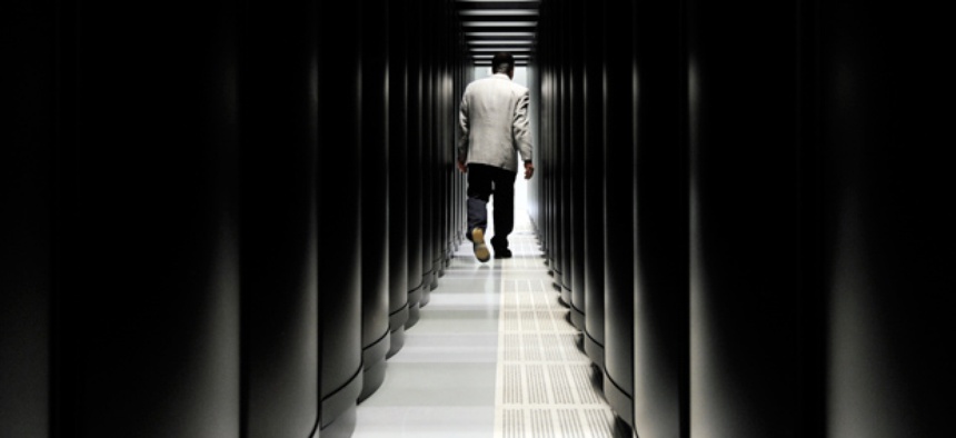A corridor of "Hermit," one of the largest super computers in Europe. Proposed extreme-scale computers will be 1000 times faster.