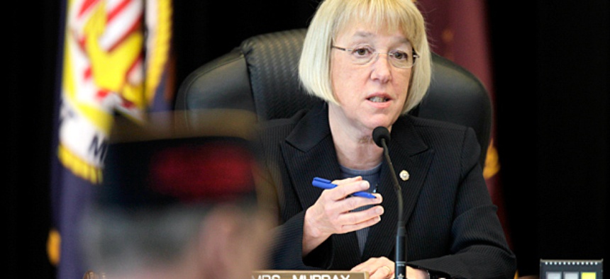 Sen. Patty Murray, D-Wash., speaks at a field hearing of the Senate Veterans' Affairs Committee in April.