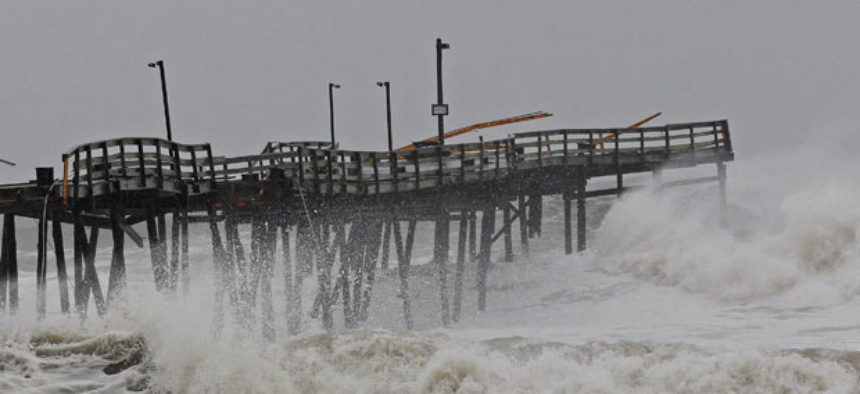 Waves crash in North Carolina as Sandy hits the East Coast.