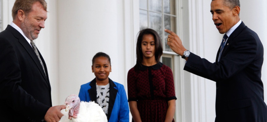 President Barack Obama pardons a turkey in 2011.