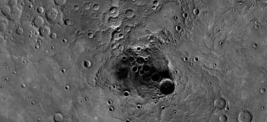 A 68-mile-diameter crater in the north polar region of Mercury which has been shown to harbor water ice.